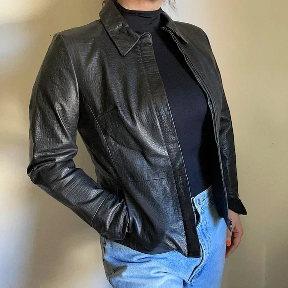 Apostrophe Jackets Coats Apostrophe Snake Skin Print Leather